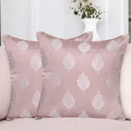 Vendola Rose Gold & White Set of 2 Square Cushion Covers-1