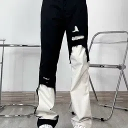 KPOP Men Colourblocked Printed Urban Slim Fit Trousers-image-87