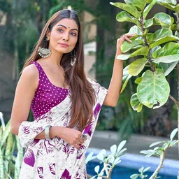 leelipeeri designer LeeliPeeri Floral Block Printed Mulmul Cotton 1-Minute Saree image 4