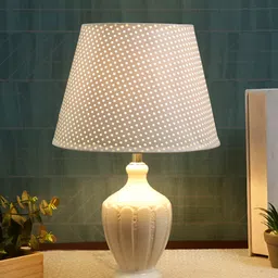 TAYHAA White Ceramic Contemporary Frusturical Shaped Table Lamp-image-4