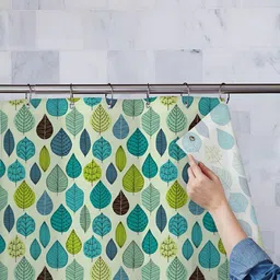 ArtzFolio Teal Green & Green Printed Water Proof Shower Curtain-102