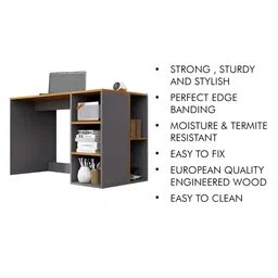 HEXA RED Grey Engineered Wood Study Table For Work From Home Students & Computer Table image 4