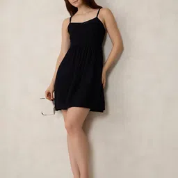 Outzidr Women Square Neck A-Line Mini Dress-image-59