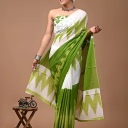 Crafts Moda Abstract Printed Pure Cotton Block Print Saree-8