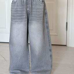 LULU & SKY Girls Wide Leg High-Rise Low Distress Heavy Fade Jeans-picture-16