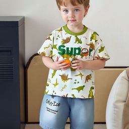 FOREVER FRIDAY Boys Printed Pure Cotton T-shirt With Shorts-picture-5