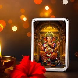 Nipura Lord Ganesha Acrylic Painted 999 Sterling Silver Coin 10g-image-1