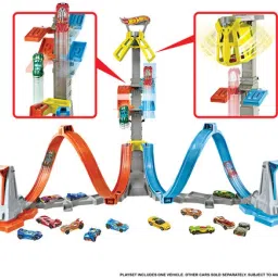hot wheels Loop & Launch Track Set with Adjustable 2-Foot-Tall Winners Cage image 5