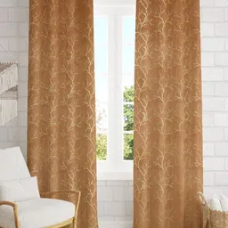 Galaxy Home Decor Gold-Toned2 Pieces Floral Room Darkening Door Curtain-image-70
