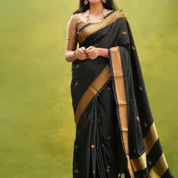 A S CREATION Women Woven Design Zari Silk Cotton Paithani Saree-picture-11