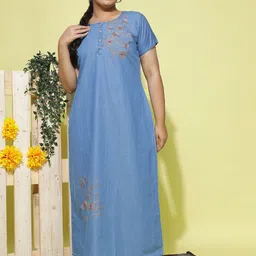 9shines Label Embroidered Maxi Nightdress-image-57