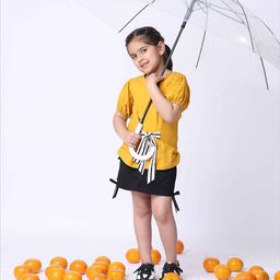 Baawri Girl Cotton Puff Sleeves Tie-Ups Top-image-38