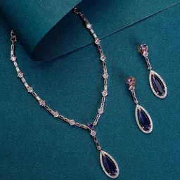 Opal Touch Rose Gold-Plated Cubic Zirconia Studded Jewellery Set-65