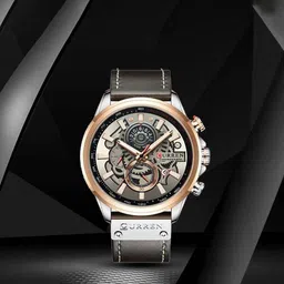 Curren Men Brass Dial & Leather Straps Analogue Watch CR-8380-Grey-48