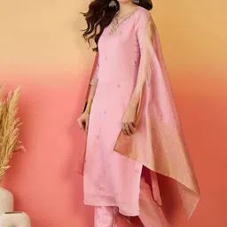 Sangria Zari Sequence Embroidered Kurta Trousers & Dupatta image 2