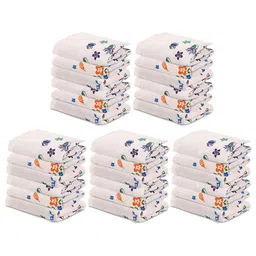 Kuber Industries White 30 Pieces Floral Printed Cotton 210 GSM Face Towels image 1