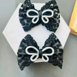 Radhya Accessories Women Pack of 2 Butterfly Lace Hair Bow Clip-image-85