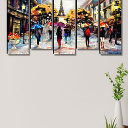 Aura Yellow & Green 5 Pieces Wooden Abstract Wall Paintings-image-54