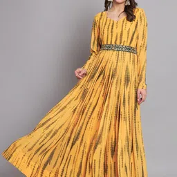Femvy Print Crepe Fit & Flare Maxi Dress-image-63