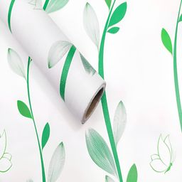 AmazingKarts Green & White Floral Printed Waterproof Self-Adhesive Wall Sticker-image-91