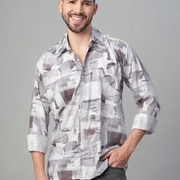 Mast & Harbour Abstract Printed Relaxed Spread Collar Relaxed Fit Shirt-image-32