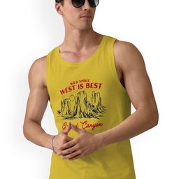 DAB SHARK Printed Round Neck Gym Vests DAB-SHARK-03-YELLOW-XS-114