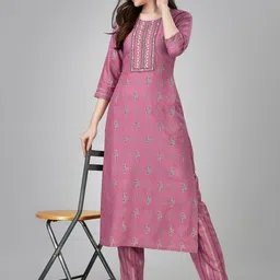 JULEE Women Ethnic Motifs Printed Kurta with Trousers-image-12