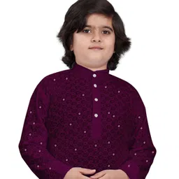 trustous Boys Embroidered Regular Sequinned Kurta with Pyjamas image 3