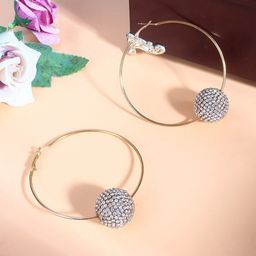 CORSICA Gold-Plated Rhinestone Studded Circular Shaped Hoop Earrings-picture-0