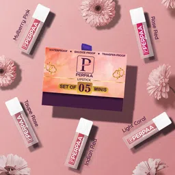PERPAA Set Of 5 Waterproof Matte Mini Liquid Lipsticks - 1.2ml Each Shade 02-04-06-10-12 image 3