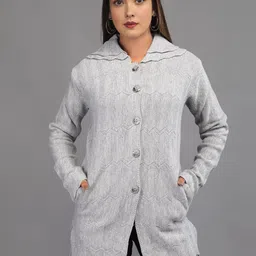 TYSORT Women Woollen Self design Longline Cardigan-image-49