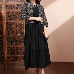 Vishudh Women Floral Print A-Line Midi Dress-image-65