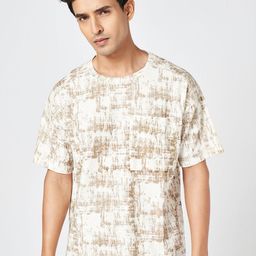 Street 808 by Pantaloons Men Abstract Printed Round Neck Cotton Oversized T-shirt-image-70