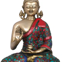 Exotic India Gold-Toned & Red Buddha Idol Showpiece-picture-36