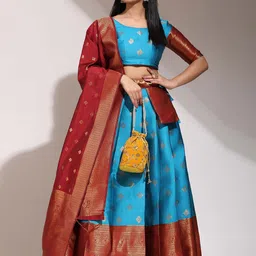 DIVASTRI Semi-Stitched Lehenga & Unstitched Blouse With Dupatta-8