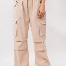 HIGH BUY Women Tailored Baggy High-Rise Cargos Trousers-picture-2