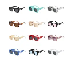 AUGEN Unisex Black Lens & White Square Sunglasses with-13