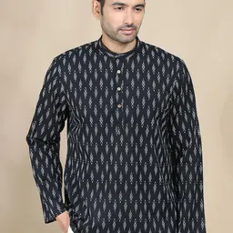 FILORI STUDIO Ethnic Motifs Printed Mandarin Collar Cotton Straight Kurta-picture-56
