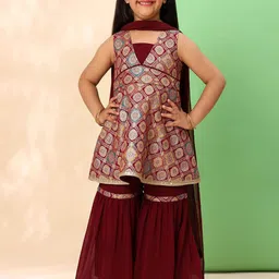 BAESD Girls Ethnic Motifs Printed Regular Kurti with Sharara & With Dupatta-picture-38