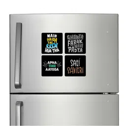 ARTBUG 4-Pcs Yellow & Black Printed Fridge Magnets-image-41