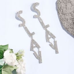StyleCast Silver-Plated Cubic Zirconia Studded Contemporary Drop Earrings-image-85