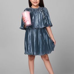 Macwin Off-Shoulder Cape Sleeve Satin A-Line Dress-image-36