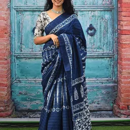 Craft Musium Ethnic Motifs Pure Cotton Bagru Saree-picture-54