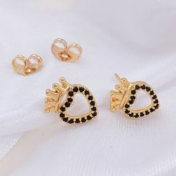 Saizen Gold-Plated Artificial Stones Studded Heart Shaped Studs-image-10