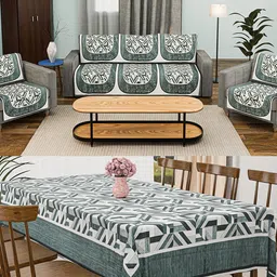 Kuber Industries Grey & White Printed Velvet Sofa Cover-image-28