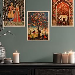 Kotart Brown & Green 3 Pieces Abstract Printed Wooden Wall Arts-picture-5