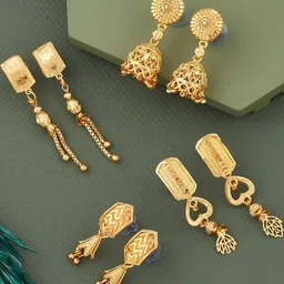 DIVASTRI Set Of 4 Gold-Plated Brass Earrings-picture-40