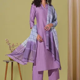KALINI V-Neck Straight Kurta with Palazzos & Dupatta-image-92
