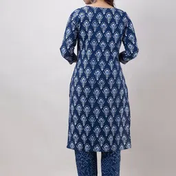 Anouk Rustic Ethnic Motifs Printed Round Neck Straight Kurta with Trousers & Dupatta image 4
