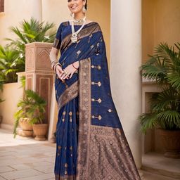 Anouk Rustic Woven Design Zari Linen Blend Chanderi Saree-image-51